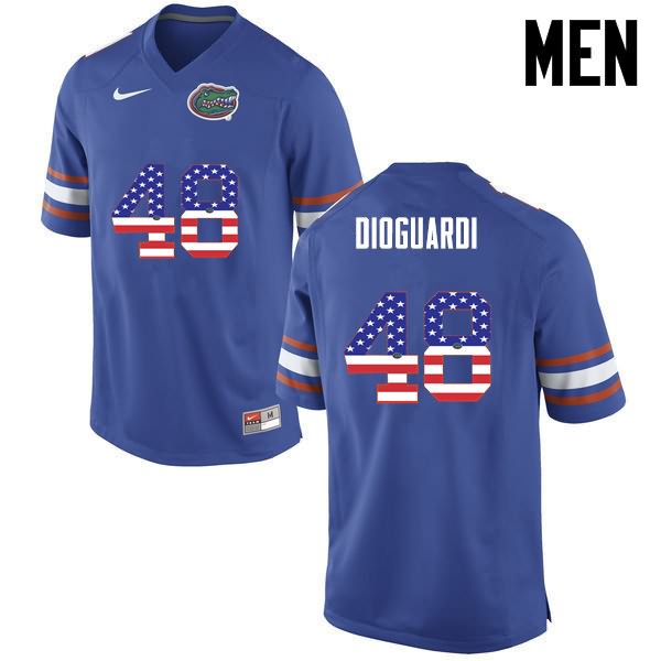 Men's NCAA Florida Gators Brett DioGuardi #48 Stitched Authentic USA Flag Fashion Nike Blue College Football Jersey CIL8765GC